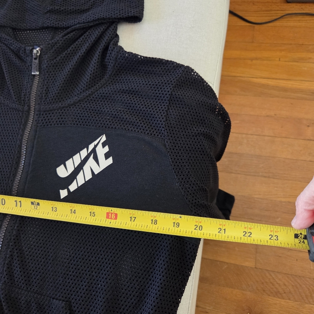 Nike Vintage Y2K Mesh Full Zip Black Hoodie Womens Medium Sweatshirt Streetwear - Picture 12 of 16
